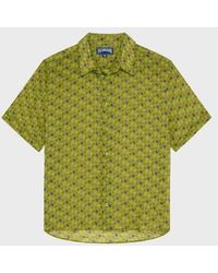 Vilebrequin - Ramie Bowling Shirt Micro Ronde Des Tortues - Shirt - Courbis - Green - Size S - Lyst
