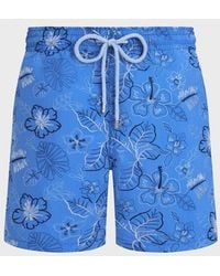 Vilebrequin - Embroidered Swim Trunks Island Flowers - Limited Edition - Swimwear - Mistral - Blue - Size S - Lyst