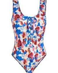 Vilebrequin - Lace-up One-piece Swimsuit Flowers In The Sky - Lyst