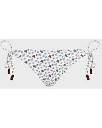 Vilebrequin - Side Tie Bikini Bottom Micro Ronde Des Tortues - Swimwear - Flore - White - Size M - Lyst