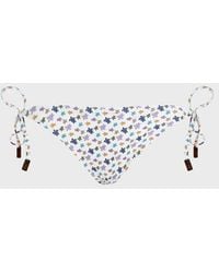 Vilebrequin - Side Tie Bikini Bottom Micro Ronde Des Tortues - Swimwear - Flore - White - Size S - Lyst