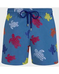 Vilebrequin - Embroidered Swim Trunks Ronde Des Tortues - Limited Edition - Swimwear - Mistral - Blue - Size M - Lyst