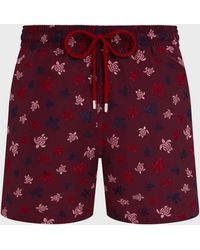 Vilebrequin - Swim Trunks Embroidered Micro Ronde Des Tortues - Limited Edition - Swimwear - Mistral - Red - Size S - Lyst