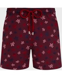 Vilebrequin - Swim Shorts Embroidered Micro Ronde Des Tortues - Limited Edition - Swimwear - Mistral - Red - Size S - Lyst