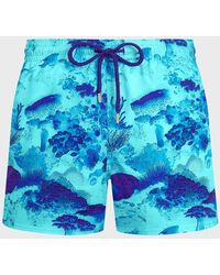 Vilebrequin - Stretch Short Swim Trunks Coral Reef - Swimwear - Monrise - Blue - Size Xs - Lyst