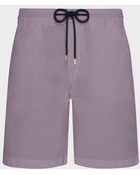 Vilebrequin - Satin Cotton Elastic Waist Bermuda Shorts Solid - Lyst