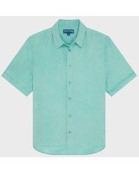 Vilebrequin - Mineral Dye Linen Bowling Shirt - Shirt - Courbis - Green - Size S - Lyst