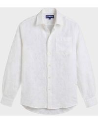Vilebrequin - Linen And Cotton Shirt Turtle Monogram - Shirt - Caroubis - White - Size S - Lyst