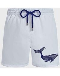 Vilebrequin - Swim Trunks Embroidered Whale - Swimwear - Motu - White - Size Xxxl - Lyst