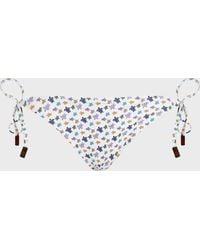 Vilebrequin - Side Tie Bikini Bottom Micro Ronde Des Tortues - Swimwear - Flore - White - Size S - Lyst