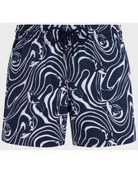 Vilebrequin - Stretch Short Swim Trunks Orcas - Swimwear - Monrise - Blue - Size S - Lyst