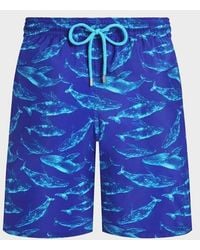 Vilebrequin - Long Ultra-light And Packable Swim Trunks Sparkling Whales - Swimwear - Okohina - Blue - Size S - Lyst