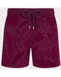 Vilebrequin - Ultra-light And Packable Swim Trunks Flocked Birds Of Paradise - Swimwear - Mahina - Purple - Size Xs - Lyst