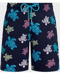 Vilebrequin - Long Stretch Swim Shorts Tortues Multicolore - Mdb - Okorise - Blue - Size S - Lyst