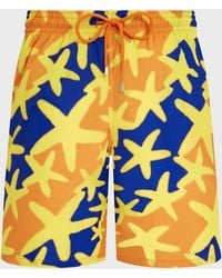 Vilebrequin - Long Ultra-light And Packable Swim Shorts Starlight - Swimwear - Okohina - Orange - Size M - Lyst