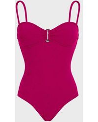 Vilebrequin - Jacquard One-piece Swimsuit Roses - Swimwear - Lucette - Red - Size Xl - Lyst