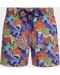 Vilebrequin - Stretch Short Swim Shorts Aquatic Life - Lyst