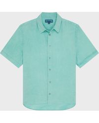 Vilebrequin - Mineral Dye Linen Bowling Shirt - Shirt - Courbis - Green - Size S - Lyst