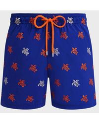 Vilebrequin - Swim Shorts Embroidered Micro Ronde Des Tortues Diagonale - Lyst
