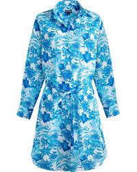Vilebrequin - Robe chemise en voile de coton organique femme tahiti flowers - florence - Lyst