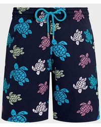 Vilebrequin - Long Stretch Swim Trunks Tortues Multicolores - Swimwear - Okorise - Blue - Size S - Lyst