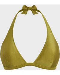 Vilebrequin - Halter Bikini Stretch Shiny Top Solid - Swimwear - Fleche - Green - Size M - Lyst