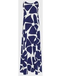 Vilebrequin - Long Silk Crepe De Chine Dress Big Flowers - Dress - Rose - Blue - Size L - Lyst
