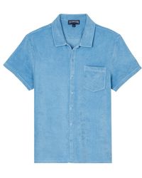 Vilebrequin - Camicia bowling uomo in spugna tinta unita mineral dye - camicia - charli - Lyst