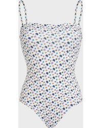 Vilebrequin - Bustier One-piece Swimsuit Micro Ronde Des Tortues - Swimwear - Facette - White - Size Xl - Lyst