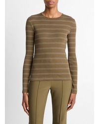 Vince - Striped Ribbed Pima Cotton Long-Sleeve T-Shirt - Lyst