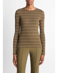 Vince - Striped Ribbed Pima Cotton Long-Sleeve T-Shirt - Lyst