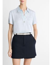 Vince - Silk Short-Sleeve Polo Shirt - Lyst