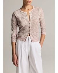 Vince - Lace-Print Italian Cotton-Blend Cardigan - Lyst