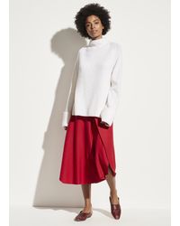 Vince Asymmetric Drape Flannel Skirt - Red