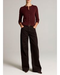 Vince - Washed Cotton Twill Mid-Rise Wide-Leg Pant - Lyst