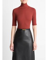 Vince - Ribbed Cotton Elbow-Sleeve Turtleneck Top - Lyst