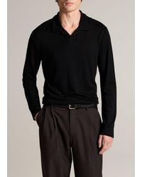 Vince - Wool Interlock Johnny-Collar Polo Sweater - Lyst