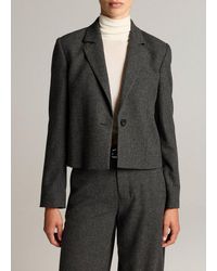 Vince - Micro-Houndstooth Italian Wool-Blend Flannel Short Blazer - Lyst