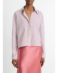 Vince - Till Stripe Cropped Button-Front Shirt - Lyst