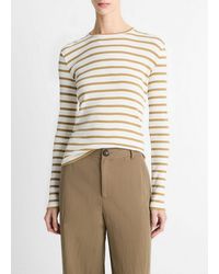 Vince - Striped Ribbed Pima Cotton Long-Sleeve T-Shirt - Lyst