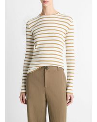 Vince - Striped Ribbed Pima Cotton Long-Sleeve T-Shirt - Lyst