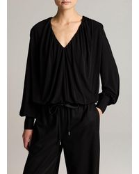 Vince - Matte Jersey V-Neck Bubble Top - Lyst