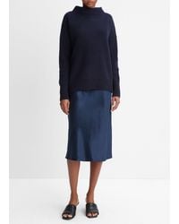 Vince - Plush Cashmere Funnel Neck Sweater, Blue, Size Xs - Lyst