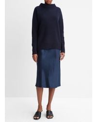 Vince - Plush Cashmere Funnel Neck Sweater, Blue, Size Xs - Lyst