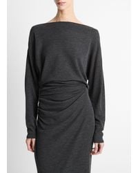 Vince - Draped Wool-Blend Slash-Neck Top - Lyst