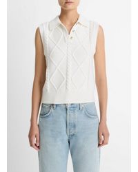 Vince - Cable-Knit Wool & Cotton-Blend Sweater Vest - Lyst