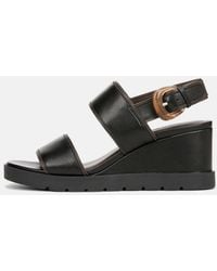 Vince - Roma Leather Wedge Sandal, Black, Size 9 - Lyst