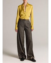 Vince - High-Rise Wool-Blend Pintuck Wide-Leg Trouser - Lyst