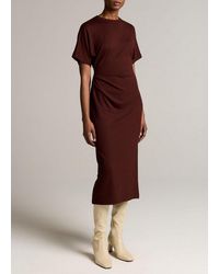 Vince - Ruched-Side Knit Short-Sleeve Dress - Lyst