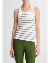 Vince - Striped Ribbed Scoop-Neck Tank - Lyst